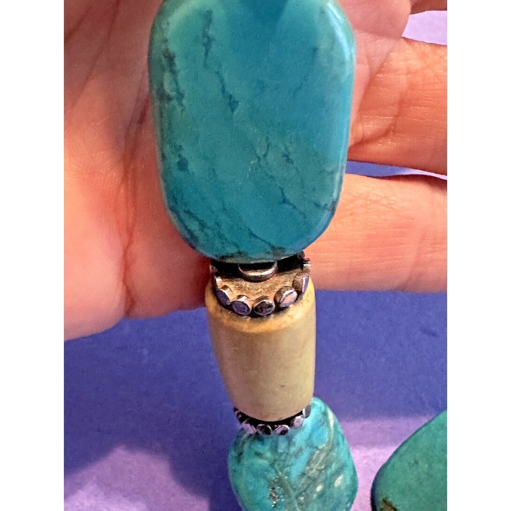 Necklace Turquoise Butterscotch Quartz Sterling Silver 999 Toggle Statement - Picture 10 of 16